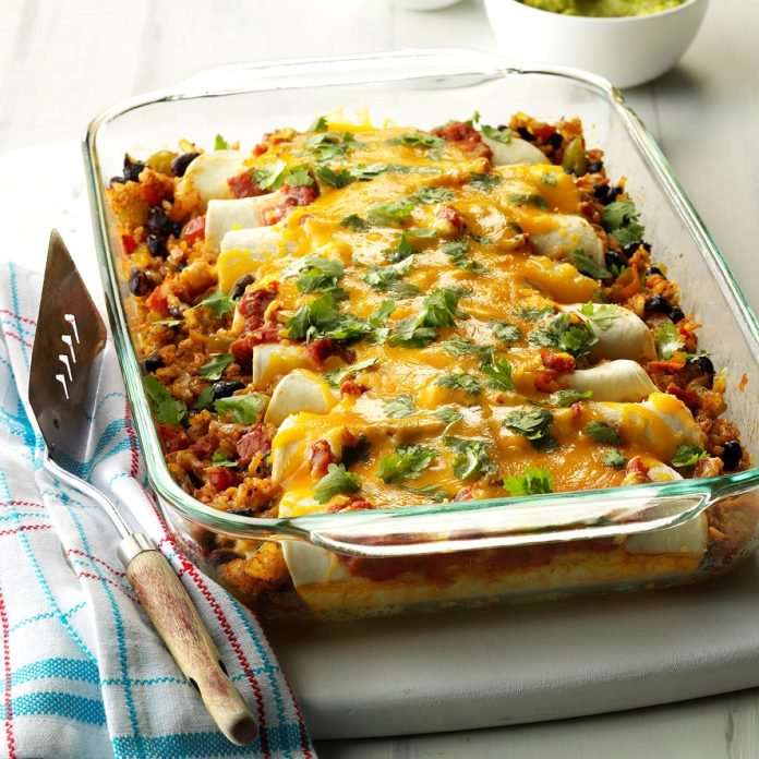 Enchiladas de Arroz e Feijão Preto