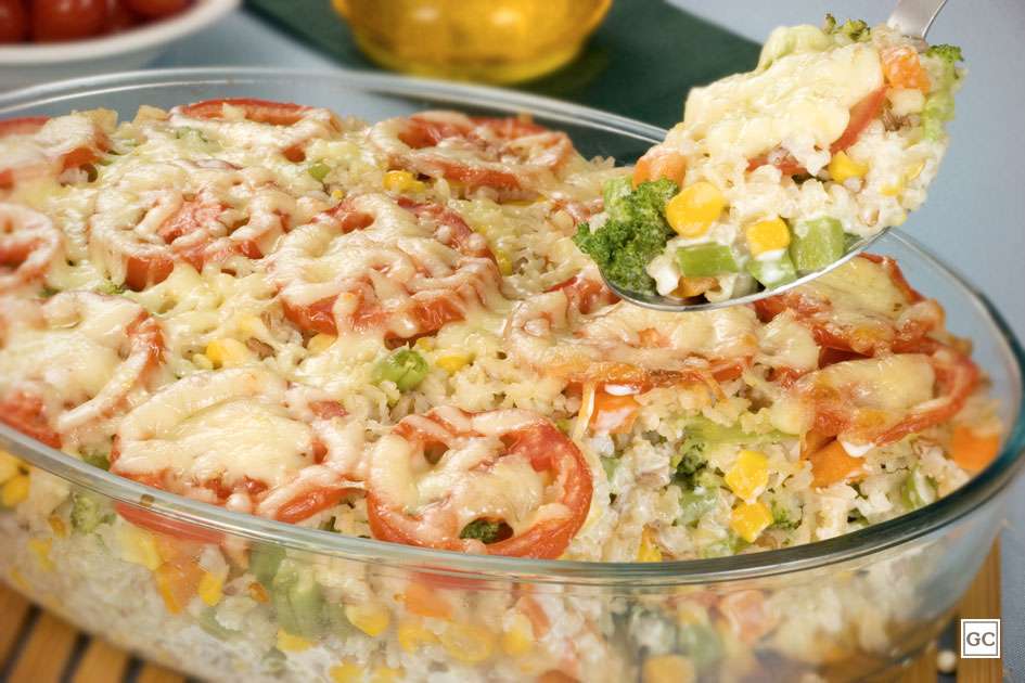 Receita de Arroz de forno cremoso com legumes