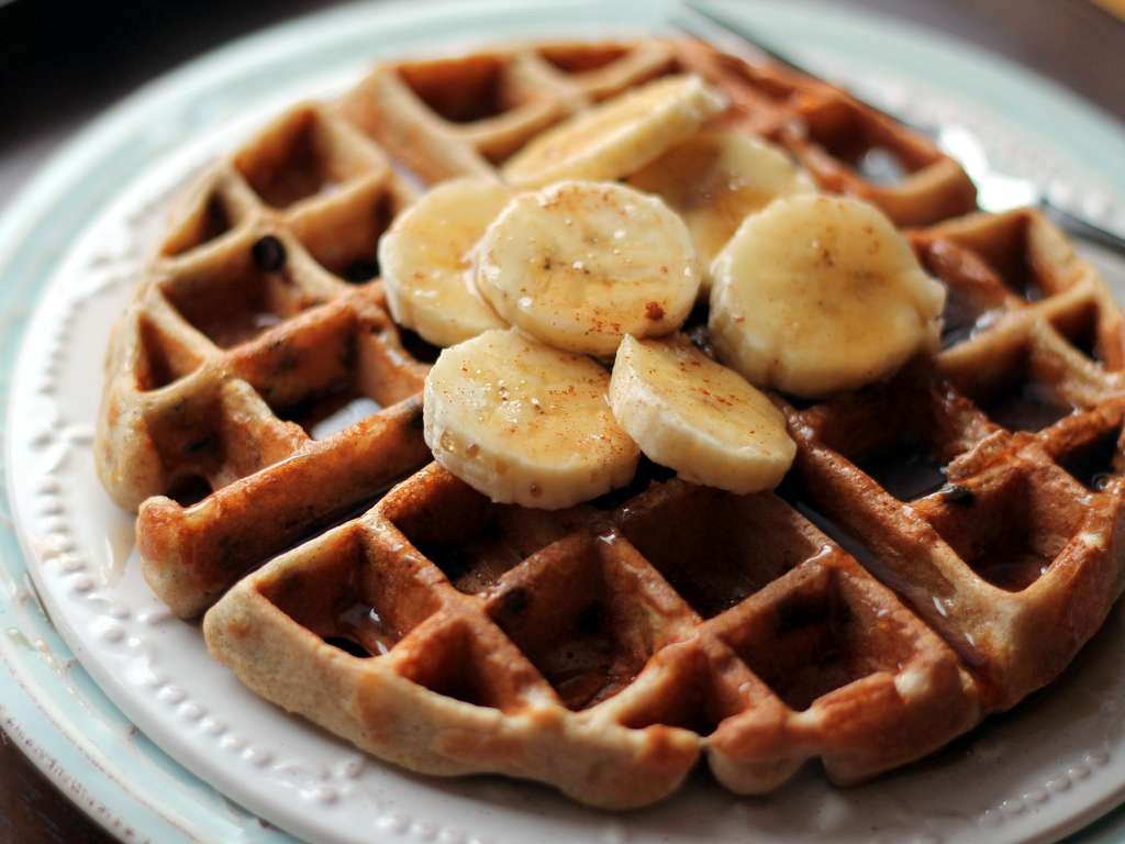 Receita de Waffle de banana com canela