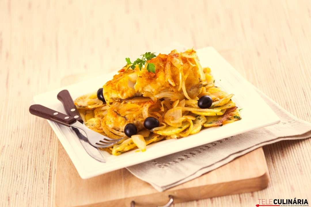 Almoço Rápido de Bacalhau frito com batatas salteadas