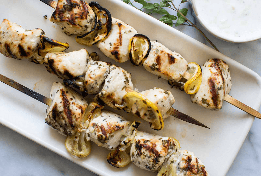 Receita de Espetos de frango grelhado com limão