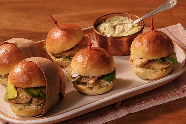 Receita de Sanduíches de isca de peixe com pão de batata