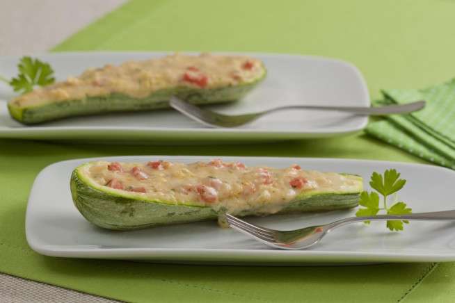 Receita de Abobrinha gratinada recheada com queijo