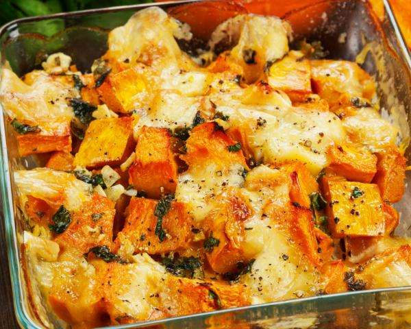 Receita de Batata doce gratinada com frango