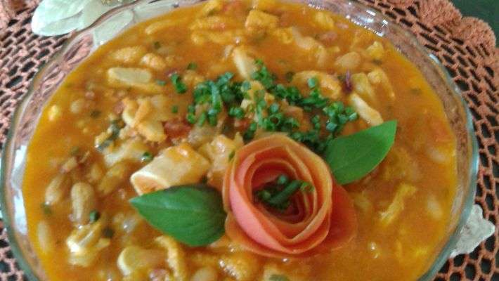 Receita de Dobradinha com feijão branco e mocotó
