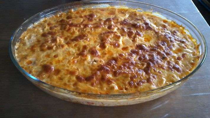 Receita de Gratinado de batatas com frango e bacon