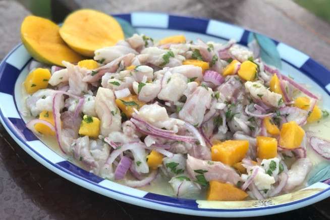 Receita de Ceviche de peixe branco com manga