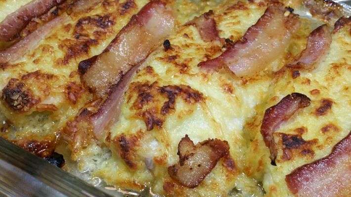 Receita de Filé de frango com bacon e queijo parmesão