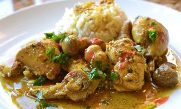 Receita de Caril de Frango e Cogumelos