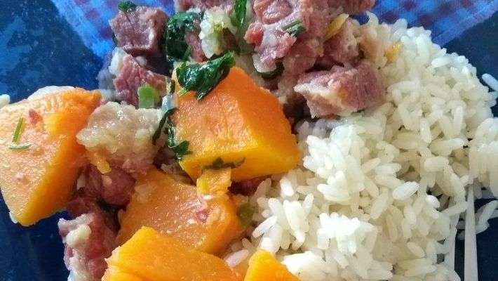 Receita de Carne seca com abóbora Fácil