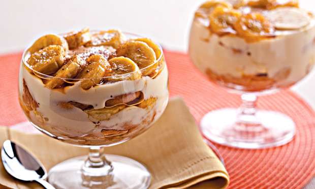 Receita de Pavê de banana caramelada