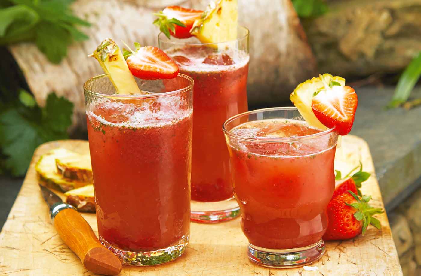 Receita de Suco de abacaxi com morango