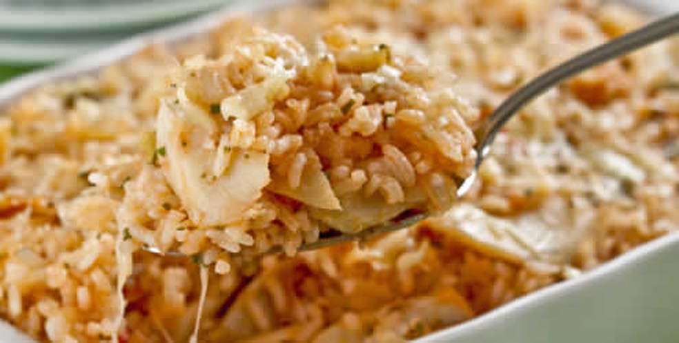 Receita de Arroz ao forno com bacalhau