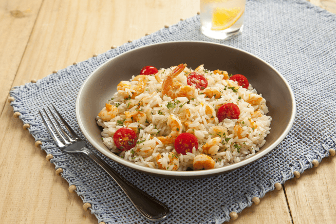Receita de Arroz com camarão, alho e azeite