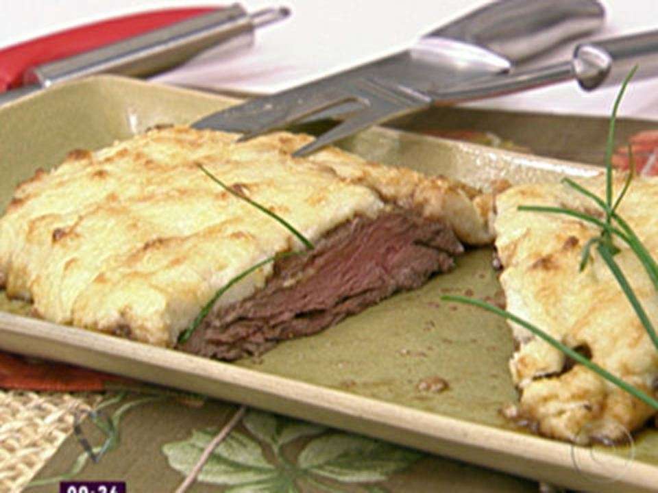 Receita de Fraldinha com Creme de Batata