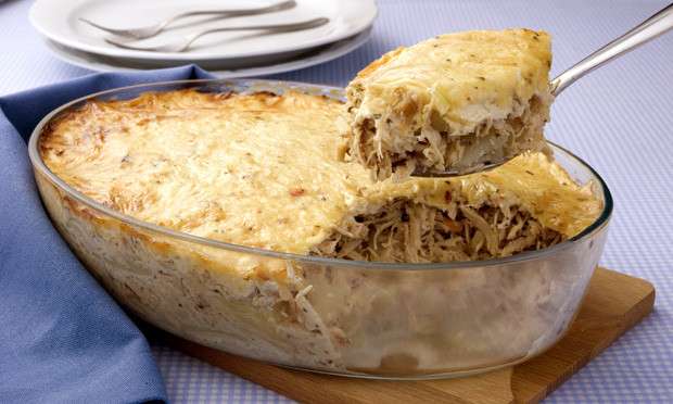 Receita de Gratinado de batata e frango