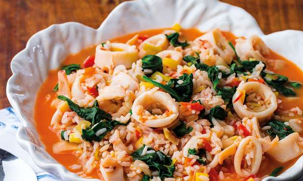 Receita de Arroz de Lulas e Camarão