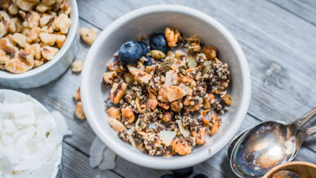 Receita de Granola low carb Pequeno Almoço
