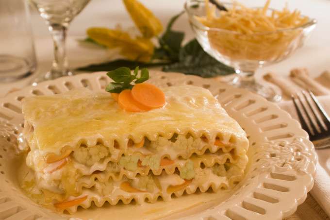 Receita de Lasanha de cenoura e couve-flor