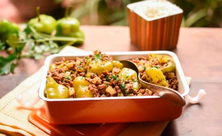 Receita de Mandioca cozida com carne moída Low Carb