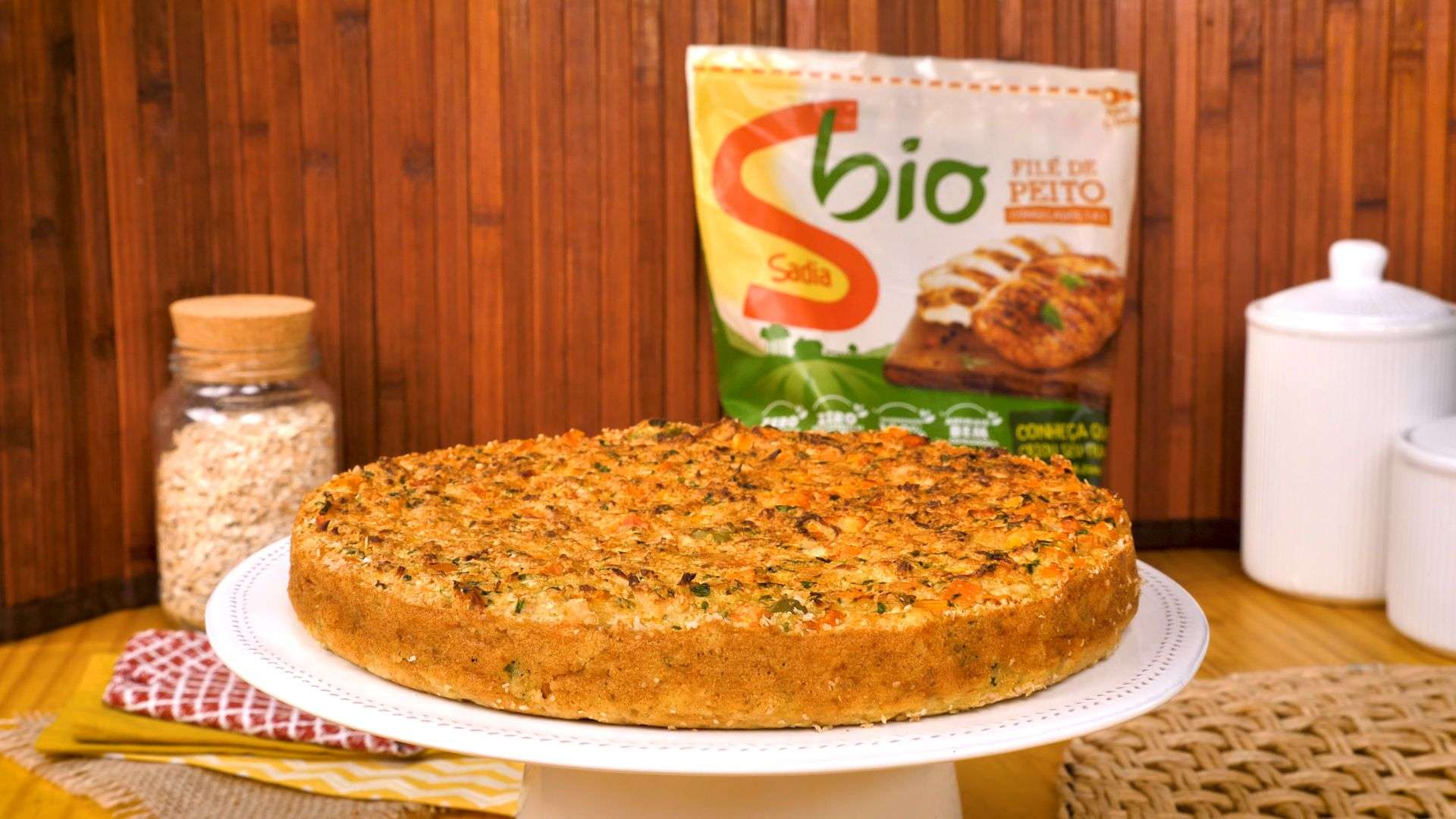 Receita de Torta de frango com farelo de aveia