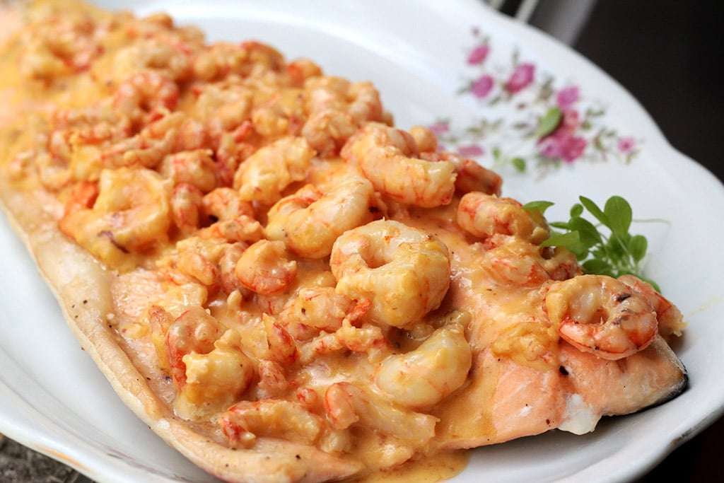 Receita de Lombinhos de salmão com camarão