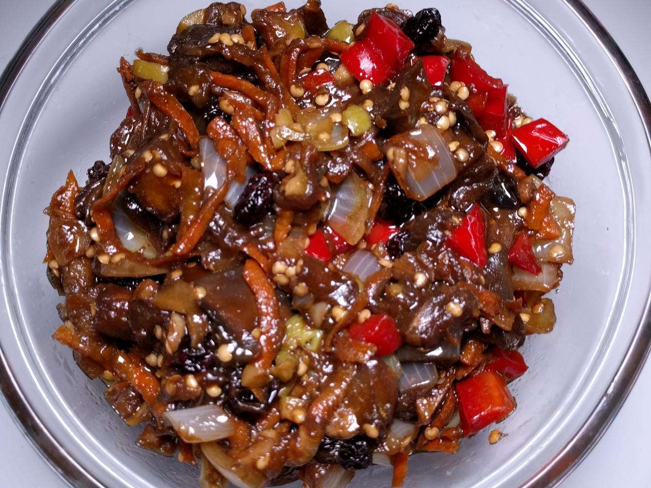 Receita de Antepasto de berinjela com pimentões em vinha d'alhos