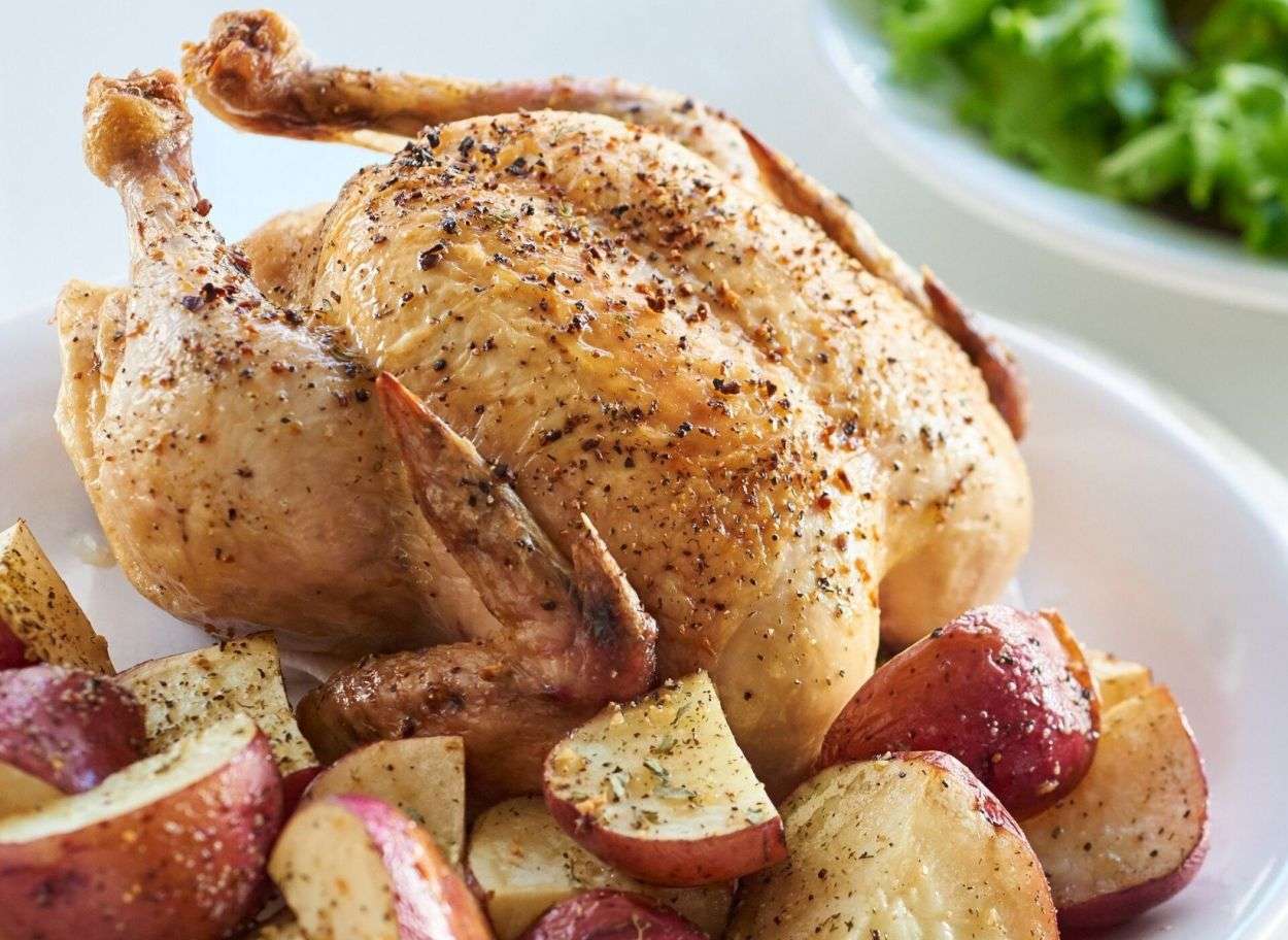 Receita de Frango Assado com Maçã e Batata 