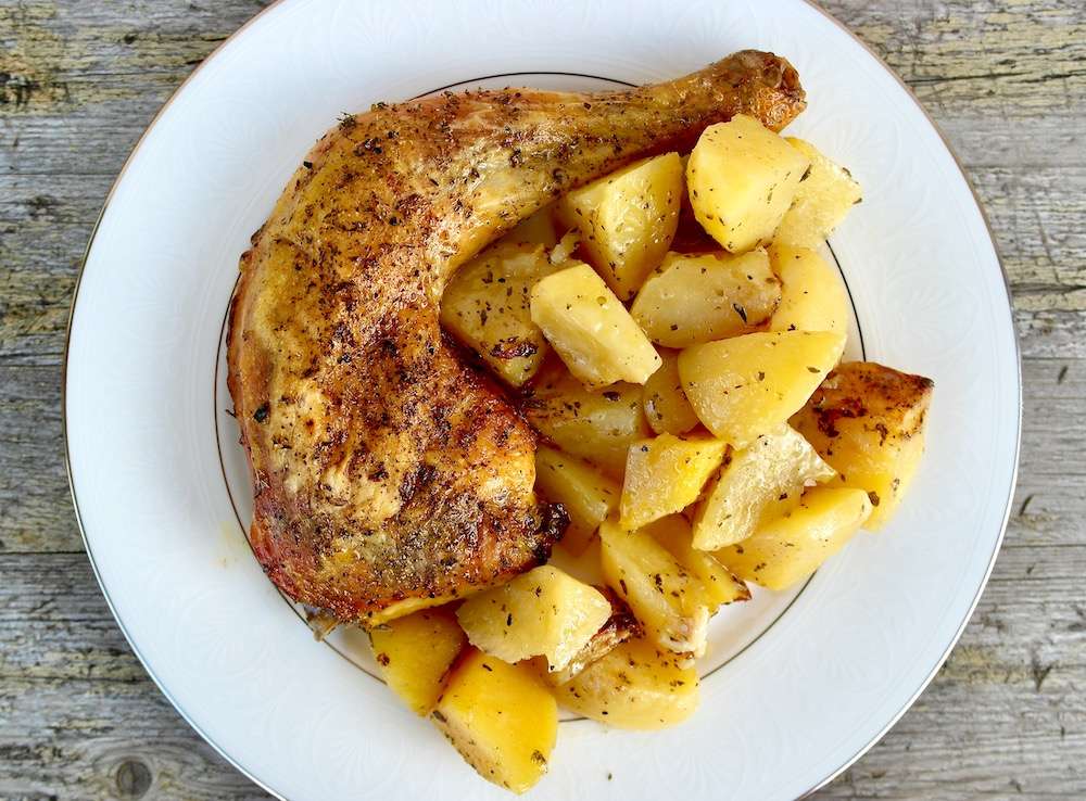 Receita de Frango assado com batatas Edu Guedes