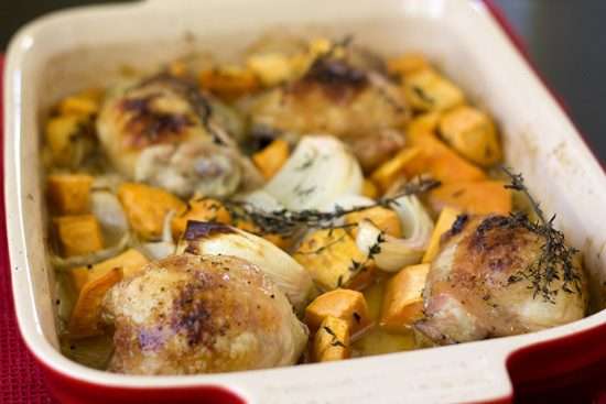 Receita de Frango no forno com batata e cebola
