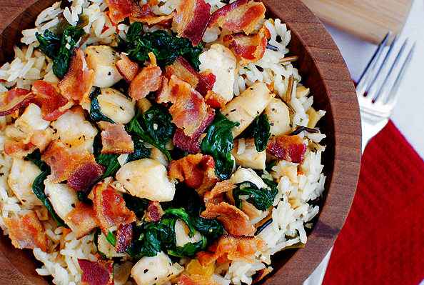 Receita de Arroz com Bacon no Forno com Frango e Castanha