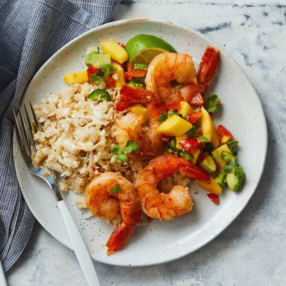 Receita de Arroz com Camarão Grelhado 