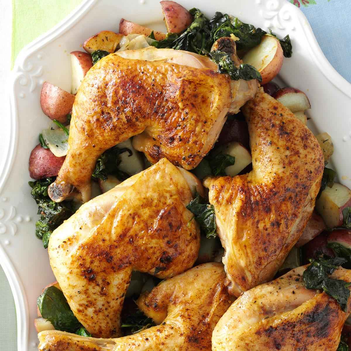 Receita de Sobrecoxa de Frango Assada com Batata da Vovô