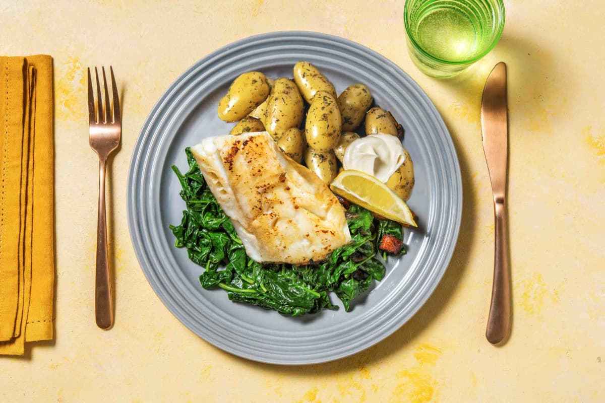 Receita de Bacalhau grelhado com batatas ao Murro